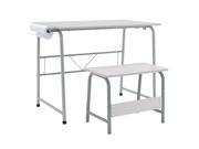 Offex Project Center Kids Art Learning Table with Bench Gray Spatter Gray