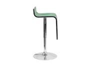 Contemporary Green Plastic Adjustable Height Barstool with Chrome Drop Frame