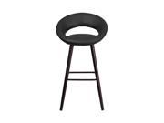 Kelsey Series 29 High Contemporary Black Vinyl Barstool with Cappuccino Wood Frame
