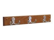 Wooden Mallet 3 Double Prong Hook Rail Coat Rack Nickel Medium Oak