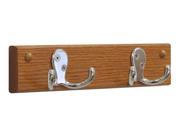 Wooden Mallet 2 Double Prong Hook Rail Coat Rack Nickel Medium Oak