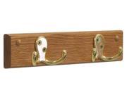 Wooden Mallet 2 Double Prong Hook Rail Coat Rack Brass Light Oak