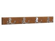 Wooden Mallet 4 Double Prong Hook Rail Coat Rack Nickel Medium Oak