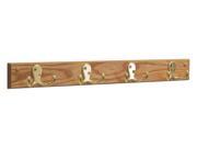 Wooden Mallet 4 Double Prong Hook Rail Coat Rack Brass Light Oak