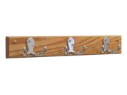 Wooden Mallet 3 Double Prong Hook Rail Coat Rack Nickel Light Oak