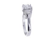 925 Sterling Silver Platinum Finish Emerald Cut Three Stone Engagement Ring 1.5 Carat Weight Size 9