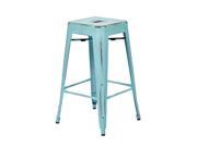 Office Star Bristow Collection 26 Antique Metal Barstools Antique Sky Blue [Se
