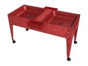Childbrite 24 Sand and Water Activity Center Youth Double Mite 2 Red Tubs with Drain 4 Casters Red