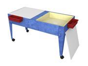 Childbrite 24 Sand and Water Activity Center Youth Double Mite 2 Mega Trays 4 Casters Blue