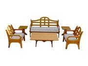 Wedgewood Furniture Palladian Lounge Set With 1 Sofa 2 Lounge Chairs 1 Coctail Table 2 Small Side Tables And 3 White And Blue Striped Sunbrella Cushions