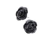 Alchemy Gothic Black Rose Stud Earrings