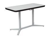 Pneumatic Height Adjustable Table with White Dry Erase Table Top and White Base