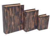 Cheungs Home Tabletop Decorative Gift Set Of 3 Faux Snakeskin Book Box
