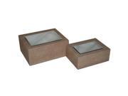 Cheungs Home Decor Set of 2 Light Brown Faux Lizard Skin Treasure Box with Mirrored Top