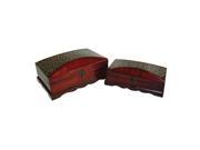 Cheungs Home Decor Wooden Set of 2 Lined Boxes Swirl Print On Top and Front of Box