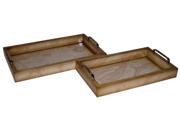 Cheungs Home Decor Light Faux Marble Trays with Side Chrome Handles Set of 2