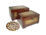 Cheungs Home Decor Wooden Box with Leopard Set Of 2