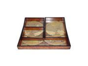 Cheungs Home Decor Assorted Trays with Global Map Base Set Of 3