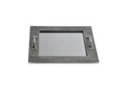 Cheungs Home Decor Rectangular Metal Tray with Mirror Base and Two Handles