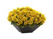 Nearly Natural Home Garden Decorative Geranium with Black Planter UV Resistant Indoor Outdoor Yellow