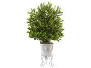 Nearly Natural Home Garden Decorative Boxwood with Metal Planter