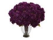 Nearly Natural Home Garden Decorative Silk Dahlia Floral Arrangement Purple
