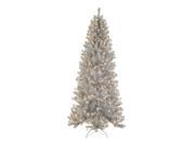 9 Pre Lit Silver Tinsel Noble Pine Artificial Christmas Tree Clear Lights