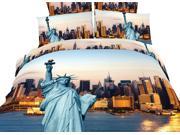 Dolce Mela Queen Size Duvet Cover Sheets Set Statue of Liberty