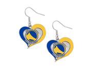 Golden State Warriors NBA Swirl Heart Dangle Earring Set Charm Gift