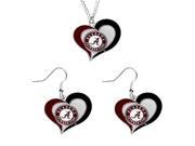 Aminco Alabama Crimson Tide NCAA Swirl Heart Pendant Necklace And Earring Set Charm Gift
