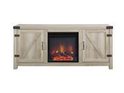 58 in. White Oak Barn Door Fireplace TV Stand