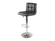 Winsome Stockholm Air Lift Stool Swivel Square Grid Faux Leather Seat Black
