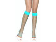 Neon Blue Fence Net Leg Warmers Pantyhose Stockings Tights