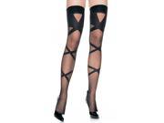 Black Woven Criss Cross Thigh Highs Stockings and Pantyhose