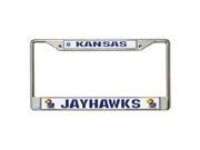 Kansas Jayhawks Chrome License Plate Frame w Color Logo