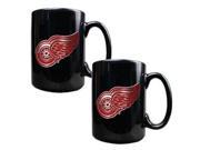 Detroit Red Wings 2pc Black Ceramic Mug Set Primary Logo