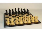 WW Chess Wood Chess Set Black Mustang on Black Birdseye Board