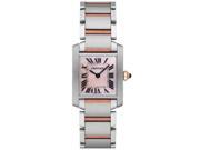Cartier Tank Francaise 18k Rose Gold and Steel Pink Pearl Ladies Watch W51027Q4