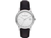 Burberry The City Silver Dial Black Leather Mens Watch BU9008