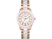 GUESS White and Rose Gold Tone Ladies Watch U0074L2