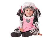 Baby Rag Doll Costume Infant Toddler Black Pink White 18 24 Months