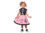 50 s Poodle Cutie Dress Costume Child Toddler Black Pink Large 4 6