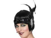 20 s Charleston Costume Accessory Black Satin Headband One Size