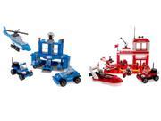 Best Lock Construction Toys 450 Piece Set Fire Police Station