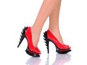 Flame 21 Open Toe 5 Heel Tractor Outsole Pump Red Patent 7