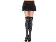 Acrylic Thigh Hi With Faux Lace Up Design Nylon Costume Hosiery One Size