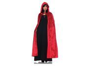 55 Hooded Red Velvet Vampire Cloak Adult Costume Accessory