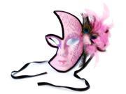 Midnight Flash Costume Mask With Feather Pink