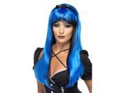 Bewitching Electric Blue Over Black Long Costume Wig One Size