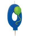 0 Numeral Candle With Balloon Blue